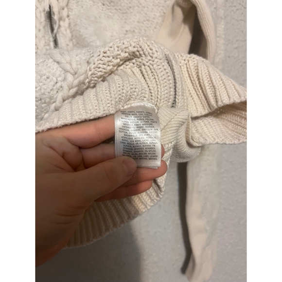 Sleeping On Snow Anthropologie Wool Alpaca Cotton Knit Ivory Zip Cardigan Small - Picture 5 of 8